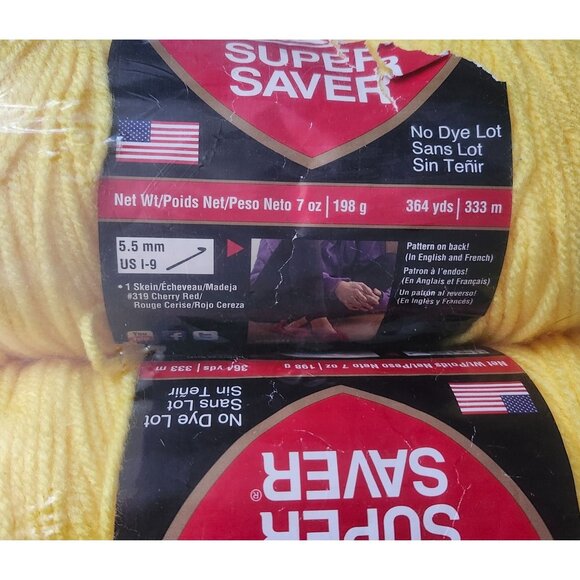 Red Heart Super Saver Yarn Bright Yellow 5-Pack - Picture 4 of 7